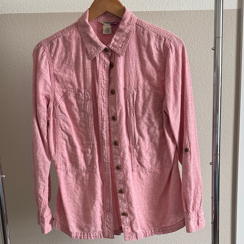 Duluth Trading Co Pink Button-Up Blouse